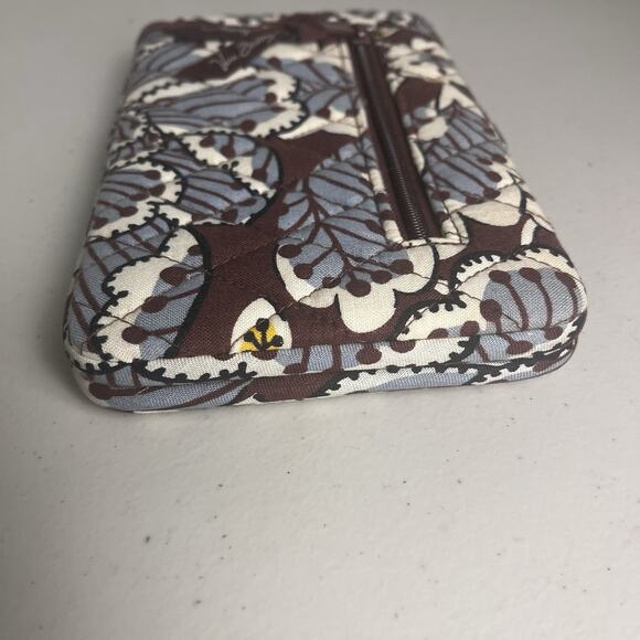 Vera Bradley Blooms Slate Wallet Hard Case Quilted Floral Blue Brown 8x5" - Picture 7 of 13